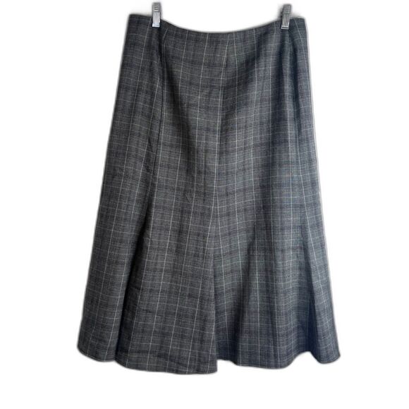 Worthington Plaid Godet Flare Midi Skirt Office Work Career Pleated Size 10 - Picture 2 of 8